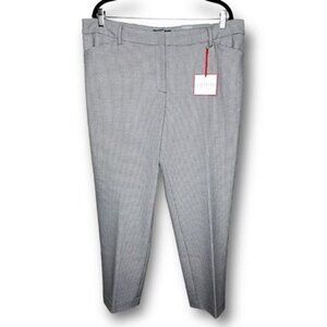 NWT Talbots Sz 16 Black White Geometric Hampshire Ankle Straight Leg Dress Pants